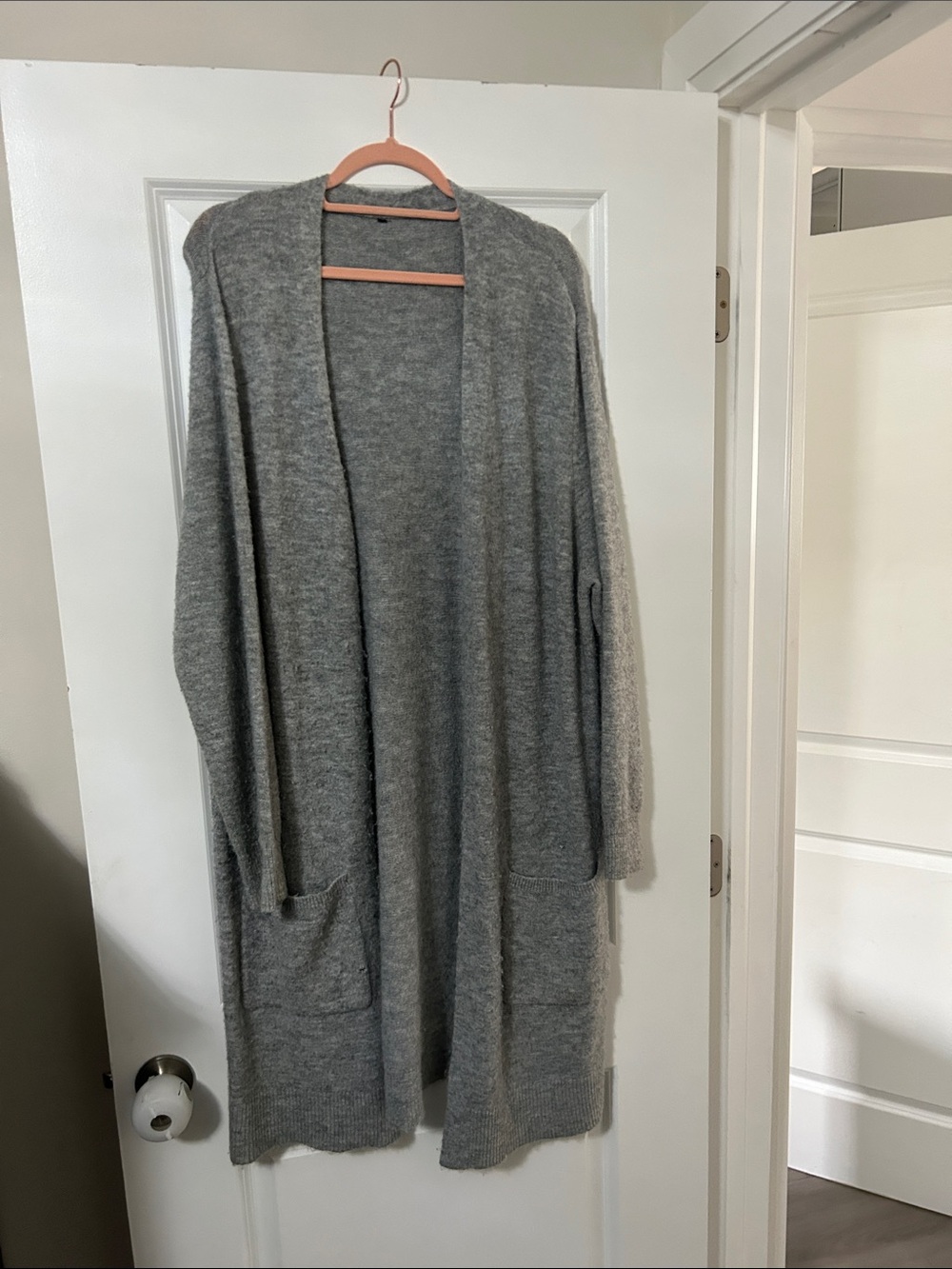 Cozy Open-Front Gray Women's Cardigan Sweater